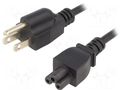 Laidas  NEMA 5-15 (B) plug,IEC C5 female; 1.8m; black; PVC; 2.5A KAB-USA-M3-1.8-BK