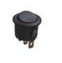 Jungiklis klavišinis, ON-OFF, fiks, 3k. 6A/12Vdc, Ø19.8mm, SPST, apvalus, juodas, šviečiantis, raudona lemputė 12V KE/RO/LI/12W