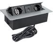 Ilgiklis montuojamas balde KOMBI BOX, 2x Schuko, 1x USB, 1x USB-C, su pilku rėmeliu, 3m laidas KOMB-AL-2DE-UAC-3.0W