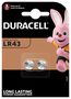 Alkaline Battery 186 (LR43, L1142,  AG12, V12GA, D186A, 386) 1.5V Duracell (2pcs blister) LR43/DUR-BL2 5000394052581