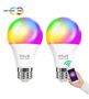 Lemputė LED E27, 230V, 9W, 810lm, 2700K - 6500K, RGB, išmanioji Wi-Fi, valdoma programėle, TUYA / Smart Life, P3 (2vnt. kompl.), NOUS NOUS-P3 x2