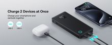 LiPo išorinis akumuliatorius (PowerBank) 10000mAh 15W USB + USB-C Airpow Lite juodas BASEUS P10067500123-00 6932172652593