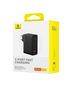 Sieninis įkroviklis GaN5 Pro 160W USB + 2xUSB-C QC4+ PD3.1 su USB-C 1m laidu, juodas P10110825113-00 6932172635046