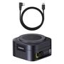 Belaidis magnetinis Qi2 įkroviklis PicoGo 15W su ištraukiamu 67W USB-C kabeliu, juodas P10276800123-00