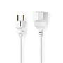 Power Extension Cable | Plug with earth contact male | Plug with earth contact female | Straight | Straight | Nickel Plated | 5.00 m | Round | White | Shrink Pack PEXC105FWT