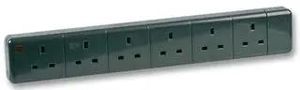 EXTENSION SOCKET 6 GANG BLACK 95668B