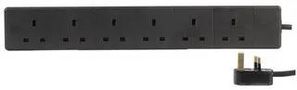 EXTENSION LEAD 6 GANG BLACK 1M 2068B-1M