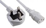 LEAD UK PLUG TO IEC SOCKET C13 WHITE 1M PE01052