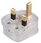 UK MAINS PLUG, 5A, 240VAC, PC, CLEAR PEL01382