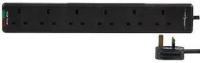 EXTENSION LEAD SIX GANG SURGE 5M BLK H6G+5M BLK