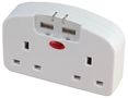 TRAVEL ADAPTER W/USB, 13A, 250V, WHITE PEL00424