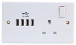 1-GANG SWITCHED SOCKET 4 X USB, 4.8A 1648U