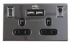 SWITCHED SKT 2G 2XUSB P-CHROME SCREWLESS PELB1132