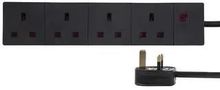 EXTENSION LEAD 4 GANG BLACK 7.5M PELB1998