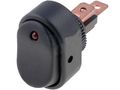 Rocker switch; ON-OFF, fixed, 3pins. 30A/12Vdc, Ø12.2mm SPST, black with red LED R13-133L-01