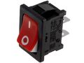 Rocker switch; ON-OFF, fixed, 2pins. 10A/250Vac, 21x15mm SPST,  red-white R13-66A-02