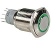 Vandal resistant push button; OFF-(ON) nonfixed, 4pins; 0.5A/250VAC, DPST 1NO 1NC green illumination R1600G 5410329380649