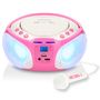 Portable FM Radio CD/MP3/USB Microphone & Light Effects Pink SCD-650PK 8711902034971