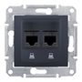 Lizdas RJ45, dviejų vietų, be rėmo, grafito sp., Schneider SDN4600170