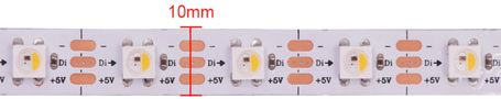 Светодиодная лента цифровая RGB+W 3000K, 18W/m, 5Vdc, белый pcb SK6812-60RGB