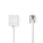 Telecom Extension Cable | RJ11 Male | RJ11 Female | 10.0 m | Cable design: Flat | Plating: Gold Plated | Cable type: RJ11 | White | Label TCGL90205WT100 5412810427833