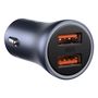 Car Quick Charger 40W 12-24V 2xUSB QC4.0 SCP FCP AFCwith USB-C 1m Cable , Dark Gray TZCCJD-A0G 6953156201996