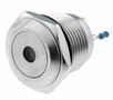 Vandal resistant push button; OFF-(ON) nonfixed, 4pins; 2A/48VDC, DPST-NO Ø16mm,  blue illumination (12VDC ) IP65 V16-10D-12B-S