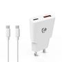 Wall Charger | 20 W | GaN | PD3.0 | Quick charge feature | 1.5 / 2.0 / 2.22 / 3.0 A | Number of outputs: 2 | USB-A / USB-C™ | USB-C™ (Loose) Cable | 1.50 m | Automatic Voltage Selection | White WCHA20WTUC 5412810470273