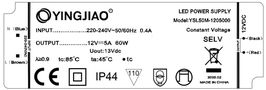 Impulsinis LED maitinimo šaltinis 12Vdc 5.0A, 60W, 18x51x165mm, IP44 YSL50M-1205000