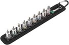 Belt A 3 TORX® HF Zyklop bit socket set with holding function, 1/4" drive, 1 x TX 8x28.0; 1 x TX 9x28.0; 1 x TX 10x28.0; 1 x TX 15x28.0; 1 x TX 20x28.0; 1 x TX 25x28.0; 1 x TX 27x28.0; 1 x TX 30x28.0; 1 x TX 40x28.0; 1 x 39.0x238.0; 1 x 200.0x30.0, Wera 05003882001