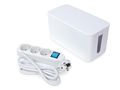3-WAY SOCKET OUTLET WITH CABLE ORGANIZER - 1.5 m CABLE - WHITE - SCHUKO EB3WSWOG 5410329720537; 5410329720544