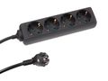 4-WAY SOCKET-OUTLET - 1.5 m CABLE - BLACK - SCHUKO EB4BL-G