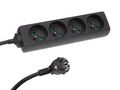4-WAY SOCKET-OUTLET - 5 m CABLE - BLACK - FRENCH SOCKET EB4BLN-5