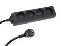 4-WAY SOCKET-OUTLET - 1.5 m CABLE - BLACK - FRENCH SOCKET EB4BLN