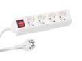 4-WAY SOCKET-OUTLET WITH SWITCH - 3 m CABLE - WHITE - SCHUKO EB4S-3-G 5410329404734; 5410329532857