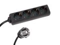 4-WAY SOCKET-OUTLET WITH SHRINK TUBE - 3G2.5 - 1.5 m CABLE - BLACK - SCHUKO EB4STB25HQ-G 5410329713904
