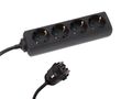 4-WAY SOCKET-OUTLET WITH SHRINK TUBE - 3G1.5 - 5 m CABLE - BLACK - SCHUKO EB4STBHQ-5-G