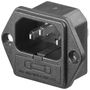 Connector IEC panel mount, with fuse 6A 250V AC/H-3-M+S