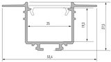 Profilis aliuminis anoduotas LED juostoms įleidžiamas, priglaistomas, SUBLI, 2.02m LUMINES PROF-SUBLI-2Ms 5902973366662