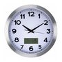 ALUMINIUM LCD WALL CLOCK WITH THERMOMETER, HYGROMETER & FORECAST - ╪ 35 cm WC102