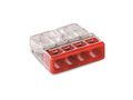 COMPACT SPLICING CONNECTOR - FOR SOLID CONDUCTORS - max. 2.5 mm▓ - 4-CONDUCTOR - TRANSPARENT HOUSING - RED COVER WG2273204