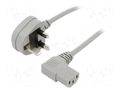 Cable; 3x0.75mm2; BS 1363 (G) plug,IEC C13 female angled right LIAN DUNG SN24-3/07/1.8GY