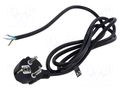 Cable; 3x0.75mm2; CEE 7/7 (E/F) plug angled,wires; PVC; 1.8m POS POSAC-10/7/7L-18B