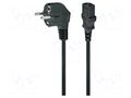 Cable; 3x0.5mm2; CEE 7/7 (E/F) plug angled,IEC C13 female; PVC GEMBIRD PC-186-1M