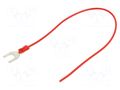 Cable with crimped terminals; H05V-K; 0.5mm2; red; 250mm; fork CHEVAL M6WI-050RD025