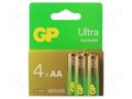 Battery: alkaline; AA; 1.5V; non-rechargeable; 4pcs; ULTRA G-TECH GP BAT-LR06UGTECHB4GP