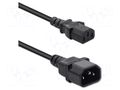 Cable; 3x0.75mm2; IEC C13 female,IEC C14 male; PVC; 1m; black; 10A QOLTEC QOLTEC-50457