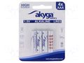 Battery: alkaline; AAA,R3; 1.5V; non-rechargeable; 4pcs. AKYGA BATTERY BAT-AAA/A-B4