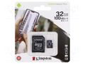 Memory card; microSDXC; R: 100MB/s; W: 80MB/s; Class 10 UHS I U3 KINGSTON TECHNOLOGY SDCS2/32GB