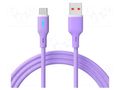 Cable; USB 2.0; USB A plug,USB C plug; nickel plated; 1m; violet AKYGA AK-USB-65